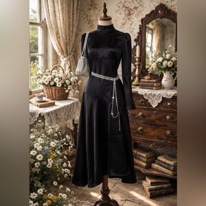 River Island Satin Highneck Split Midi Dress